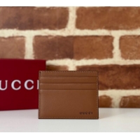 Good Product Gucci Mens GG Emblem Embossed Card Case Wallet 818952 Brown 2025