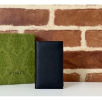 Pretty Style Gucci Mens GG Emblem Bi-Fold Embossed Card Case Wallet 818953 Black 2025