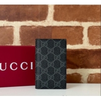 Good Quality Gucci Mens GG Emblem Bi-Fold Card Case Wallet 821209 Black 2025