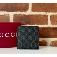 Shop Grade Gucci Mens GG Emblem Bi-Fold Wallet 821206 Black 2025