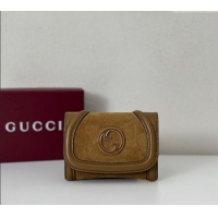 Unique Grade Gucci Blondie Wallet in 818811 Brown Suede 2025