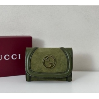 Famous Brand Gucci Blondie Wallet in 818811 Green Suede 2025