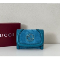 Top Quality Gucci Blondie Wallet in 818811 Blue Suede 2025