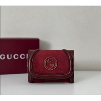 Buy Discount Gucci Blondie Wallet in 818811 Burgundy Suede 2025