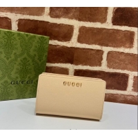 Promotional Gucci Leather Card case wallet with Gucci script 772640 Cream Beige 2025