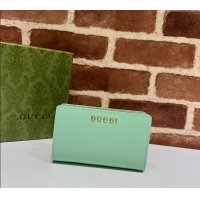 Low Cost Gucci Leather Card case wallet with Gucci script 772640 Light Green 2025