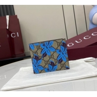 Best Price Gucci Bi-Fold GG Canvas Wallet with Blue Flower Print 841146 2025