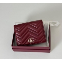 New Cheap Gucci GG Marmont Leather Small Wallet 466492 Ancora Red 2025