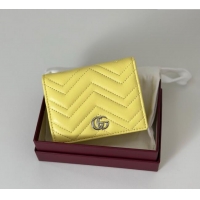 Modern Classic Gucci GG Marmont Leather Small Wallet 466492 Yellow 2025