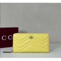 Top Quality Gucci GG Marmont Leather Zip Around Wallet 837758 Yellow 2025