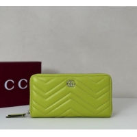 Spot Bulk Gucci GG Marmont Leather Zip Around Wallet 837758 Bright Green 2025