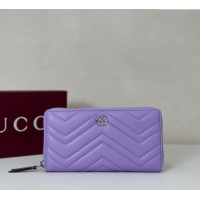 Classic Discount Gucci GG Marmont Leather Zip Around Wallet 837758 Purple 2025