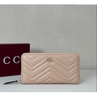 Inexpensive Gucci GG Marmont Leather Zip Around Wallet 837758 Light Pink 2025