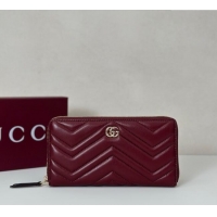 Grade Design Gucci GG Marmont Leather zip around wallet 837758 Ancora Red 2025