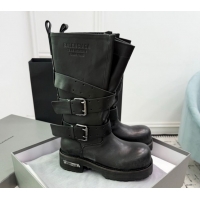 Pretty Style Balenciaga Venom High Boots in Calfskin with Buckle Strap Black 0708112