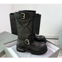 Unique Style Balenciaga Venom Short Boots in Calfskin with Buckle Strap Black 0708114
