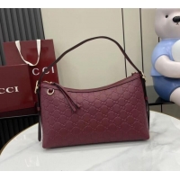 Market Sells Gucci GG Emblem Leather Medium Shoulder Bag 847449 Ancora Red 2025
