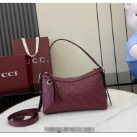 Promotional Gucci GG Emblem Leather Small Shoulder Bag 847450 Ancora Red 2025