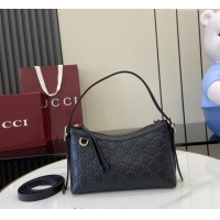 Inexpensive Gucci GG Emblem Leather Small Shoulder Bag 847450 Black 2025