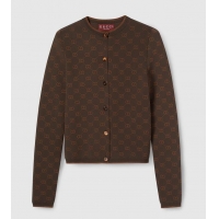 Top Grade Gucci Stretch GG Viscose Jacquard Cardigan In G12224 Dark Brown 2025