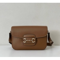 Original Cheap Gucci Horsebit 1955 Leather Soft Small Shoulder Bag 815178 Brown 2025