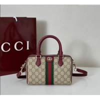 Famous Brand Gucci Ophidia GG Canvas small boston bag 841294 Ancora Red 2025