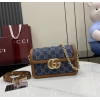 Super Quality Gucci Go GG Denim small shoulder bag 826761 Blue 2025