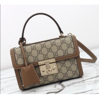 Super Quality Gucci Padlock GG Canvas small top handle bag 838999 Beige/Brown 2025