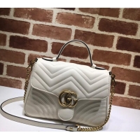 Promotional Gucci GG Marmont Leather Top Handle Bag 498110 White 2025