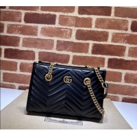 Best Price Gucci GG Marmont Leather Shoulder Bag with Chain 779727 Black 2025