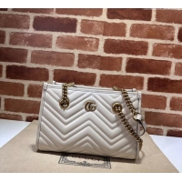 Luxury Discount Gucci GG Marmont Leather Shoulder Bag with Chain 779727 White 2025