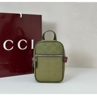 Promotional Gucci Mens GG Canvas Mini Sling Bag 834258 Green 2025