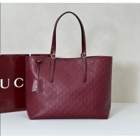 Best Quality Gucci GG Emblem Leather large tote bag 847455 Ancora Red 2025