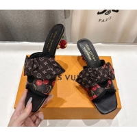 Cheap Price Louis Vuitton LV x TM Cherie Heel Slides Sandal 5.5cm in Brown Monogram Canvas with Bow 0712058