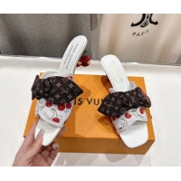 Popular Style Louis Vuitton LV x TM Cherie Heel Slides Sandal 5.5cm in Monogram Canvas with Bow White 0712061
