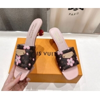 Perfect Louis Vuitton LV x TM Lily Heel Slides Sandal 5.5cm in Blossom Monogram Canvas with Bow 0712069
