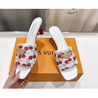 Sumptuous Louis Vuitton LV x TM Lily Heel Slides Sandal 5.5cm in Monogram Canvas with Bow White 0712070