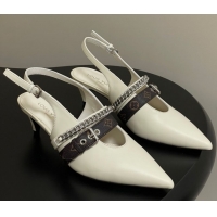 Cheap Price Louis Vuitton LV Vibe Slingback Pumps 5.5cm in Calf Leather with Chain White 2025 1AHL15 