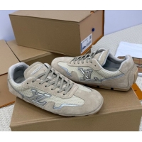 Classic Hot Louis Vuitton LV Rally Sneakers in Suede and Mesh Beige 2025 1AHTZI