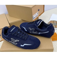 Unique Style Louis Vuitton LV Rally Sneakers in Suede and Mesh Navy Blue 2025 1AHTZI