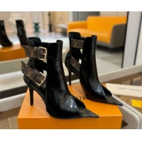 Low Price Louis Vuitton x TM Heel Ankle Boots 10cm with Buckles Black/Monogram 2025 LV071401