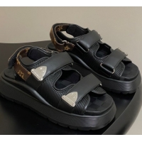 Fashion Louis Vuitton Chameleon Platform Comfort Sandals Black 2025 1AHNJU