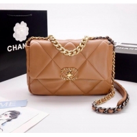 Buy Discount Chanel 19 Shiny Lambskin Small Flap Bag AS1160 Camel Brown 2025