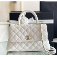 Good Taste Chanel Coco Small Flap Bag with Top Handle in Onda Verde Calfskin A92990 White 2025 Top Quality