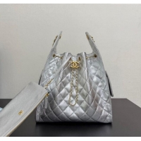Inexpensive Chanel 25 Grained Calfskin Medium Handbag AS5311 Silver 2025