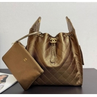 Big Discount Chanel 25 Metallic Calfskin Medium Handbag AS5311 Dark Gold 2025