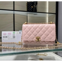Promotional Chanel Shiny Calfskin Wallet On Chain WOC AP2289 Light Pink 2025