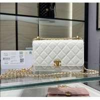 Top Grade Chanel Shiny Calfskin Wallet On Chain WOC AP2289 White 2025