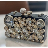 Famous Brand Chanel Box Evening Bag AS5713 Black/Strass 2025