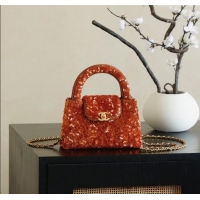 Best Grade Chanel Sequins Mini Kelly Shopping Bag AS4416 Orange 2025